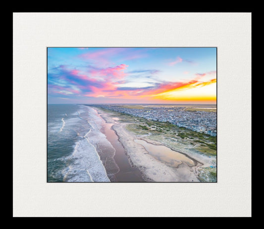 Beautiful sunset aerial drone photo Ocean City NJ boardwalk | OCNJ Drone