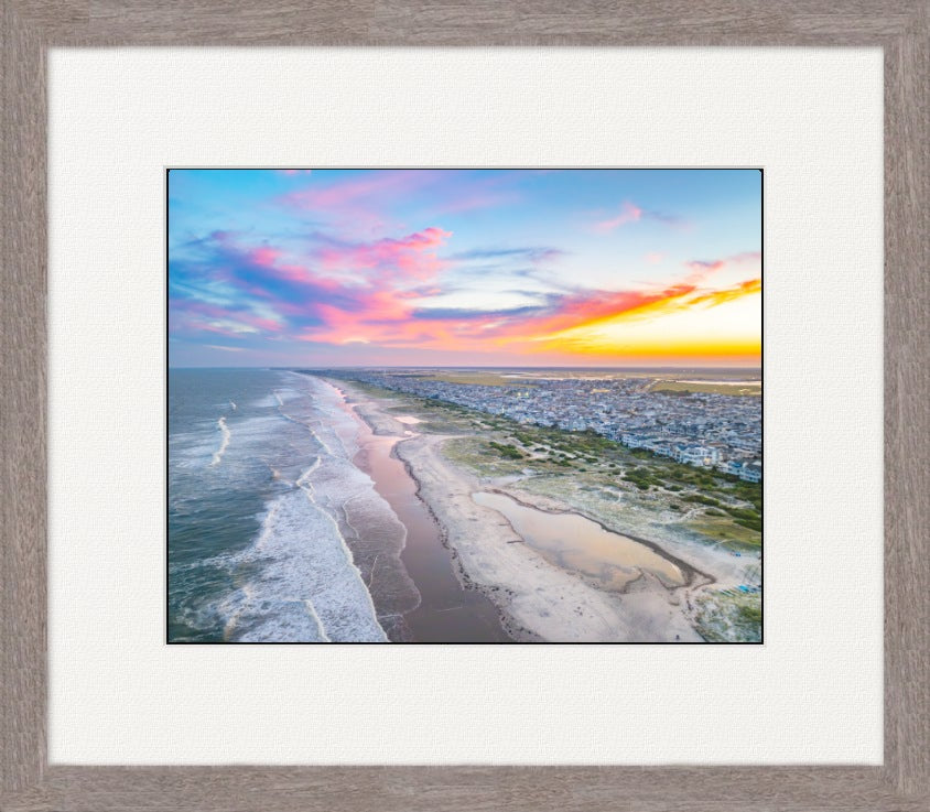 Beautiful sunset aerial drone photo Ocean City NJ boardwalk | OCNJ Drone