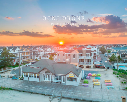 Brown's Donuts aerial drone photo Ocean City NJ boardwalk | OCNJ Drone